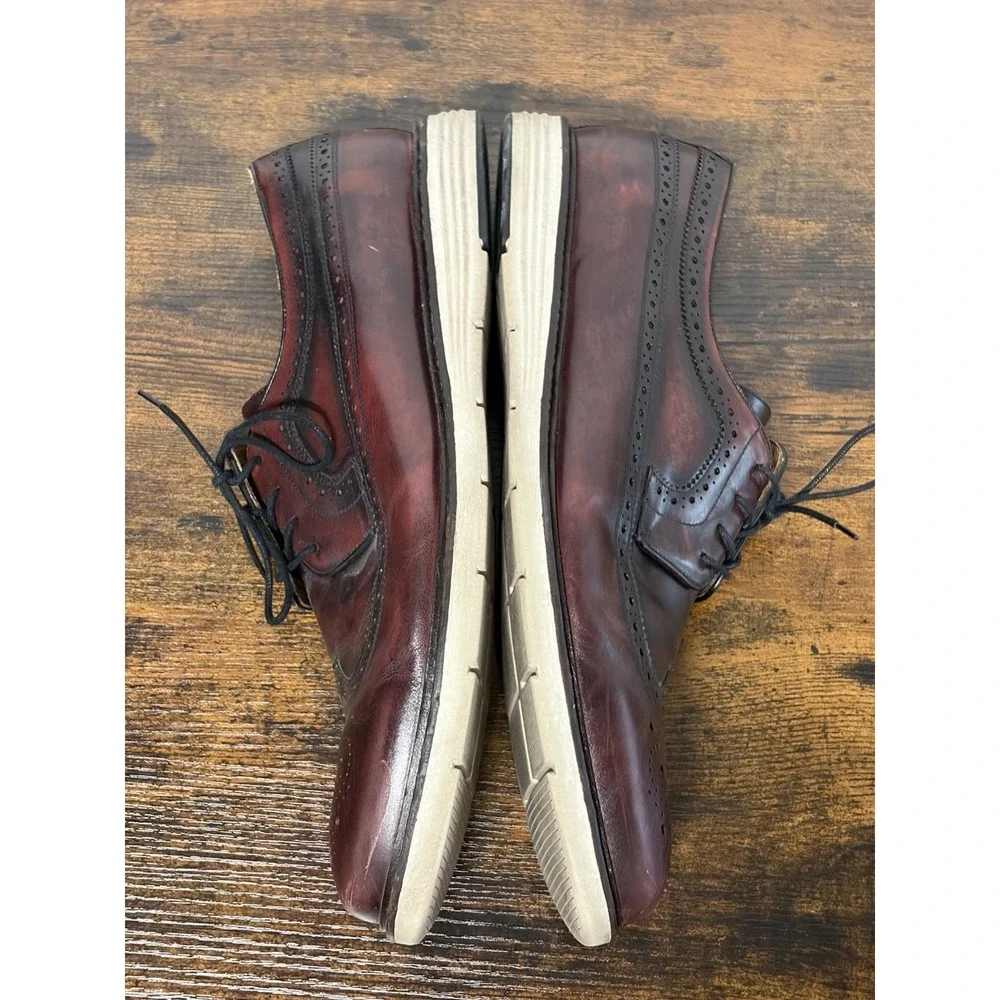 Belvedere Leandro Derby Shoes Sz 14 Men Wingtip Mahogany Brown Red Dress Leather